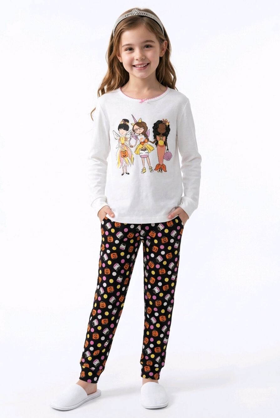 Spooky Night Girls Halloween Pajama Set Fairy Unicorn Mermaid Size 7 NWT